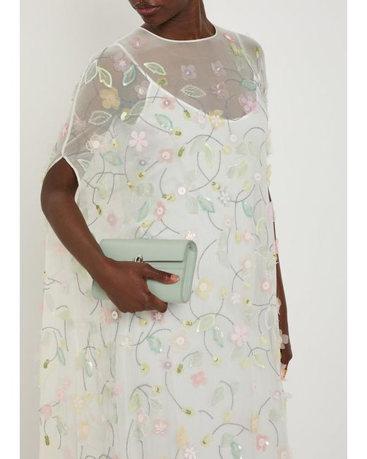 BERNADETTE White Elenore Floral-Appliquéd Chiffon Maxi Dress