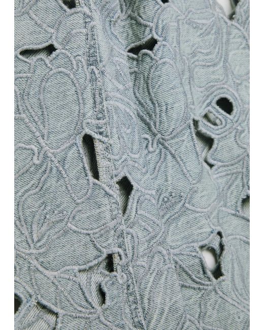 Alice + Olivia Blue Chic Embroidered Cut-Out Wide-Leg Jeans