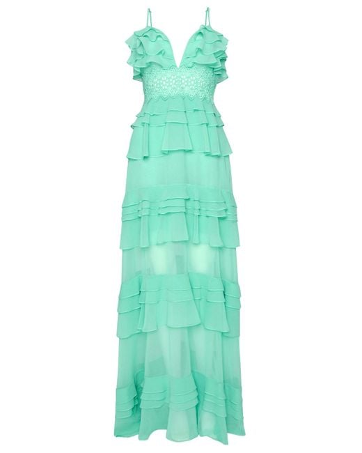 True Decadence Jade Green Tiered Ruffle Maxi Dress - Lyst