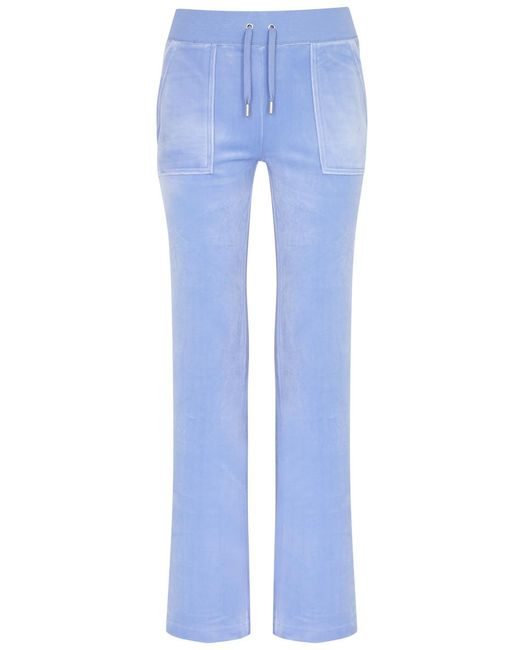 Juicy Couture Blue Del Ray Logo Velour Sweatpants