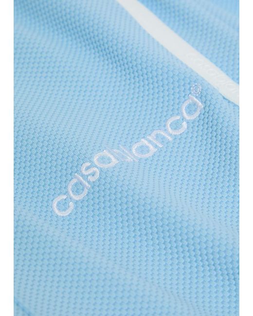 Casablanca Blue Logo-Embroidered Piqué Woven Track Pants for men