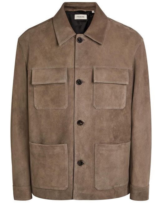 FRAME Brown Chore Suede Overshirt for men