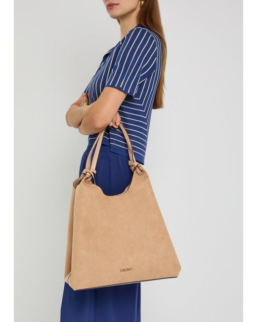 DKNY Natural Paula Large Suede And Leather Tote Bag