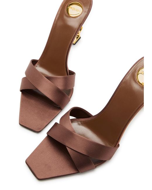 Saint Laurent Brown Opyum 85 Logo Satin Mules