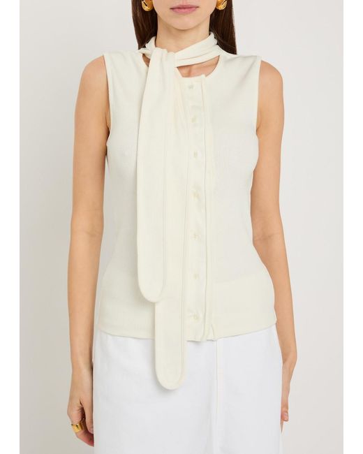 Lemaire White Scarf-Effect Cotton-Blend Top
