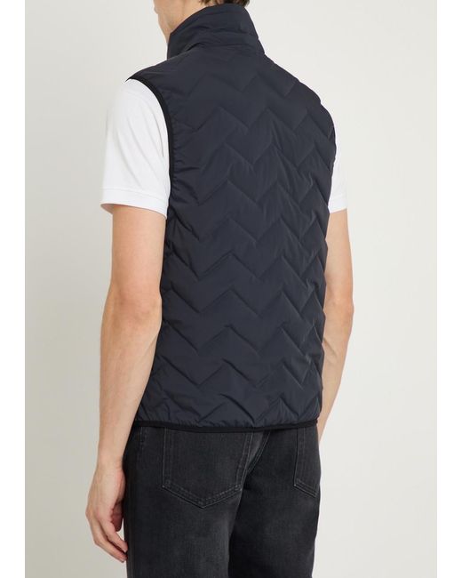Emporio Armani Blue Water-Repellent Padded Stretch-Nylon Gilet for men