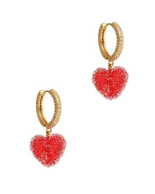 Crystal Haze Jewelry Red Jelly Heart 18kt Gold-plated Earrings