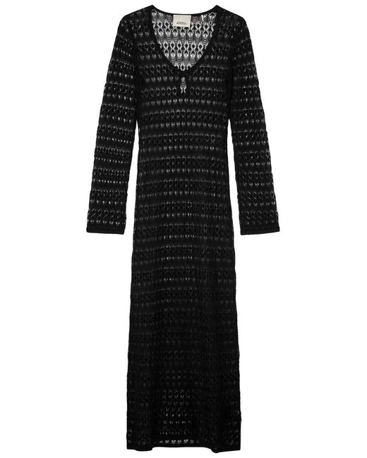 Isabel Marant Black Poros Crochet Maxi Dress