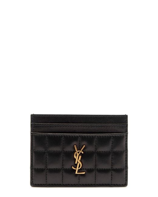 Saint Laurent Black Cassandre Leather Card Holder