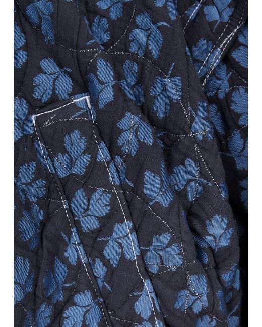 YMC Blue Jordan Floral-print Quilted Jacket