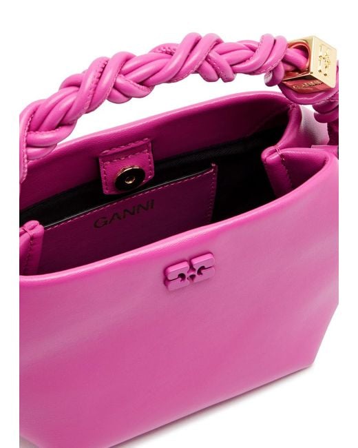 Ganni Pink Bou Mini Leather Top Handle Bag