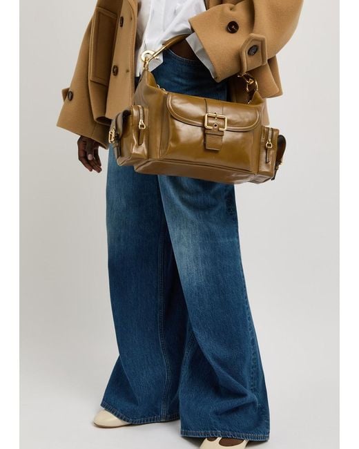 Chloé Brown Large Glossed Leather Camera Bag