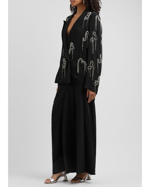 Dries Van Noten Black Caplana Embellished Crepe Blazer