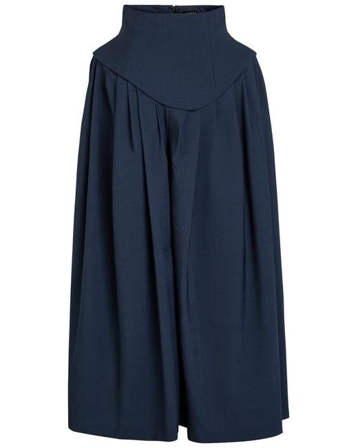 A.W.A.K.E. MODE Blue Basque Pleated Wide-Leg Wool-Blend Trousers