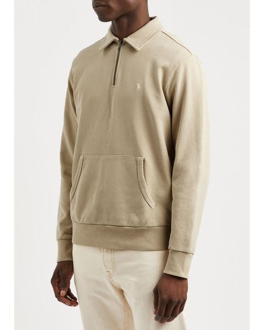 Polo Ralph Lauren Natural Half-Zip Logo Cotton Sweatshirt for men