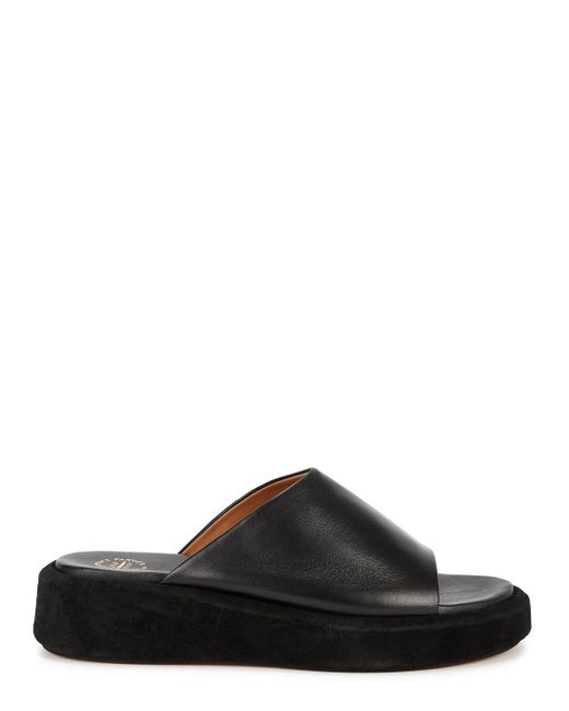 Atp Atelier Pacci 50 Black Leather Flatform Sliders - Lyst