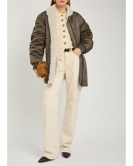 Isabel Marant Brown Evina Shearling-Trimmed Faux Leather Coat