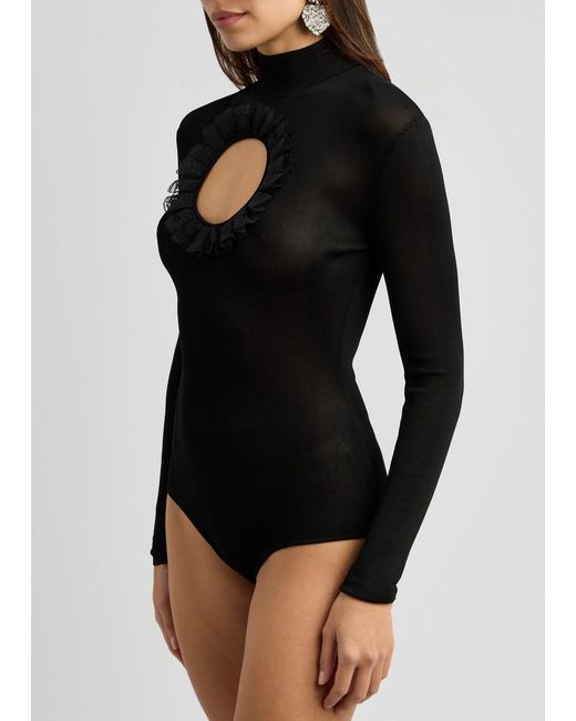 Self-Portrait Black X Christopher Kane Cut-Out Fine-Knit Bodysuit