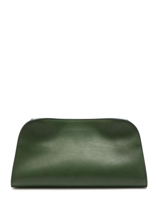 The Row Green Peggy Leather Clutch