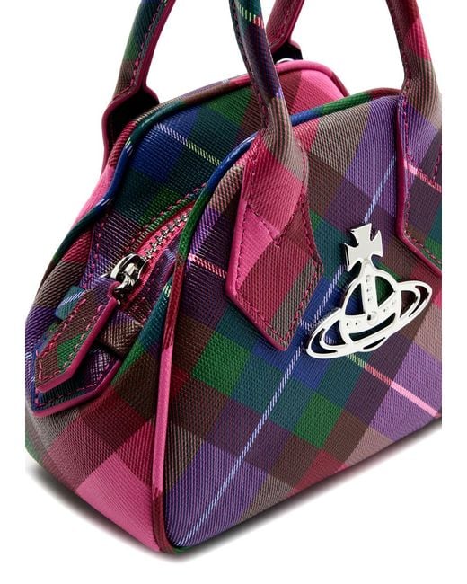 Vivienne Westwood Pink Yasmine Mini Tartan Leather Top Handle Bag