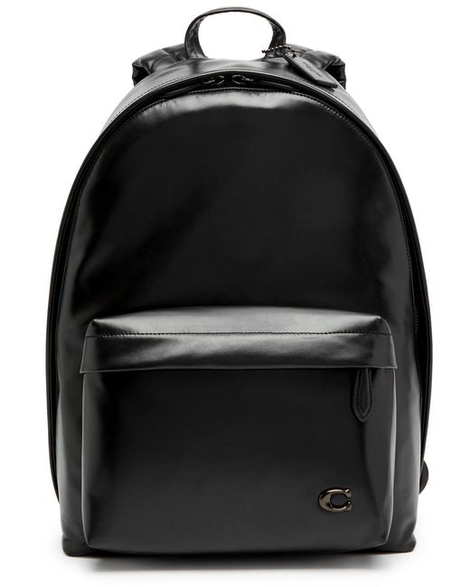 COACH Black Hall Leather Backpack