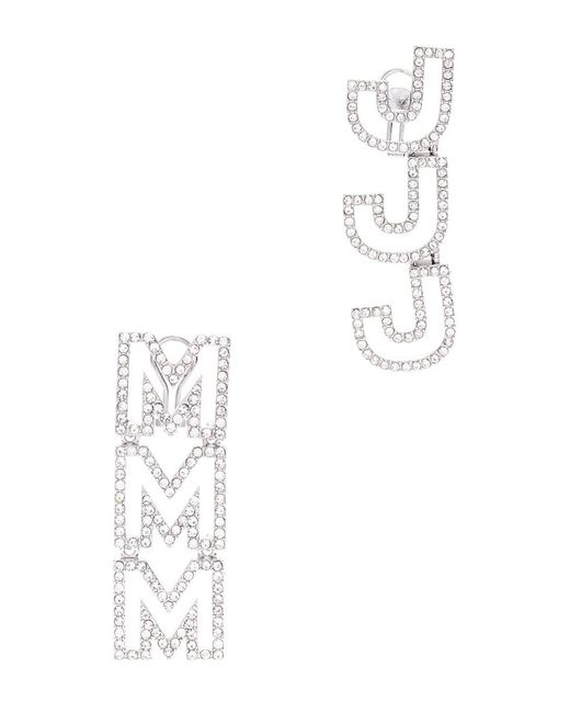 Marc Jacobs White Mj Crystal-embellished Drop Earrings