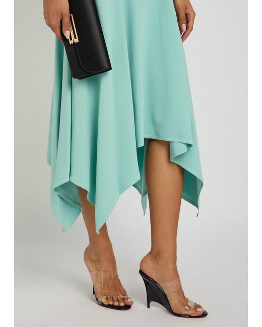Stella McCartney Green Asymmetric Crepe Midi Dress