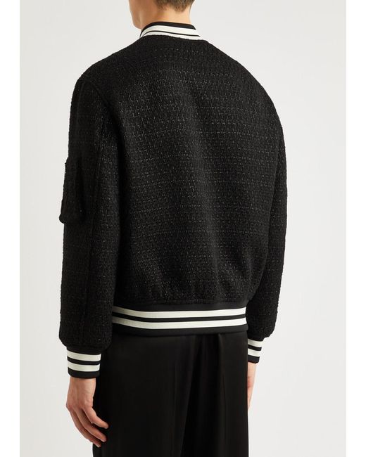 Valentino Logo Woolblend Tweed Bomber Jacket in Black for Men Lyst