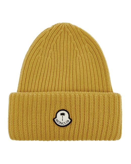 Moncler Genius Yellow 8 Moncler Palm Angels Ribbed Wool Beanie for men
