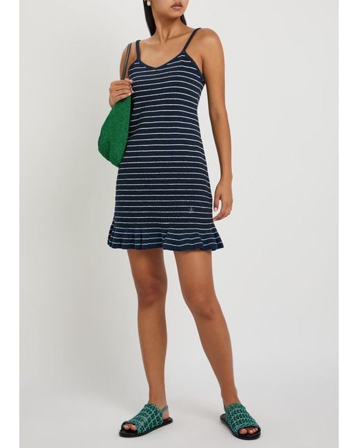 J.W. Anderson Blue Logo-Embroidered Striped Terry Mini Dress