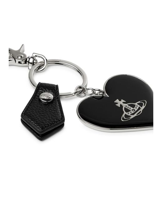 Vivienne Westwood Black Logo Heart Silver-plated Keyring