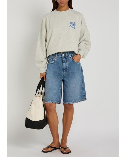 Anine Bing White Miles Printed Cotton Sweatshirt
