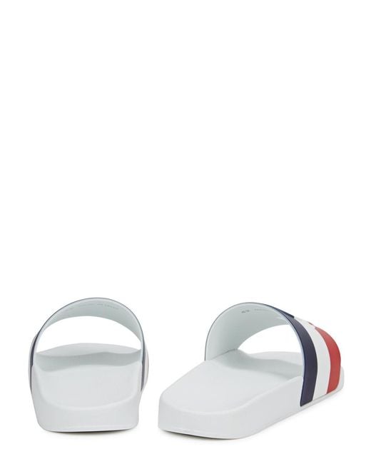 Moncler White Rubber Slides 'Basile' for men