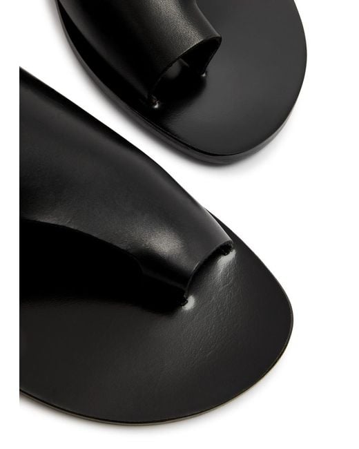 Atp Atelier Black Rosa Vacchetta Leather Thong Sandals