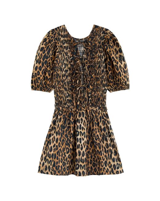 Damson Madder Brown Bluebelle Reversible-Print Cotton Mini Dress