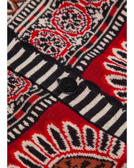 Farm Rio Red Ainika Groove Patterned Cotton Cardigan