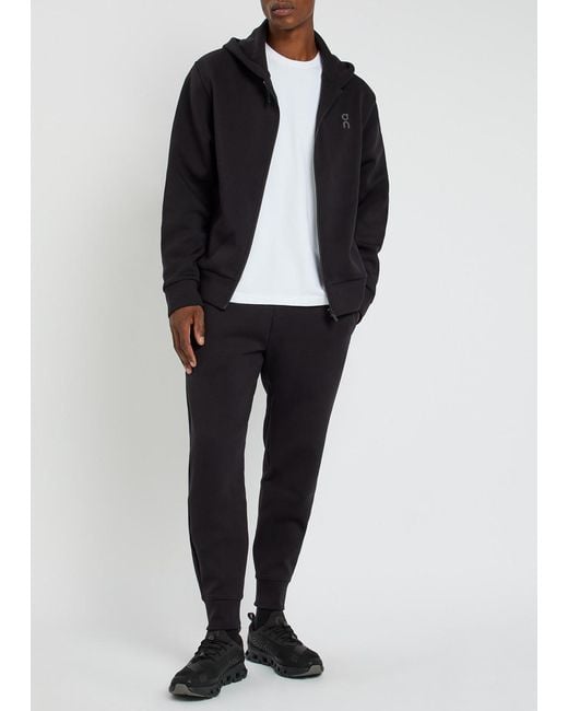On Shoes Blue Focus Tech Hooded Cott-Blend Sweatshirt for men