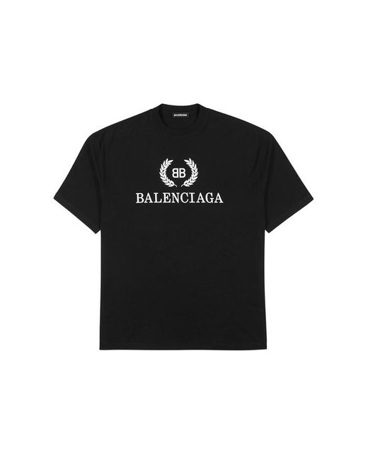 Balenciaga Black Oversized Logo-print Cotton-jersey T-shirt for men