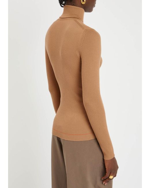 Moncler Brown Logo Wool Top