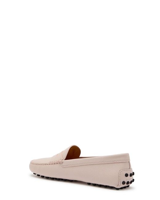 Tod's Pink Gommino Grained Leather Loafers