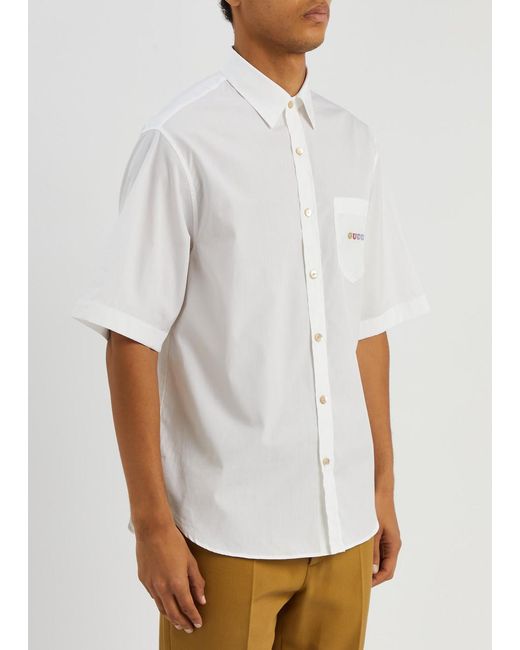 Gucci White Logo-print Cotton Shirt for men