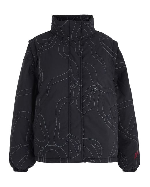 Damson Madder Black Jennifer Embroidered Padded Nylon Jacket