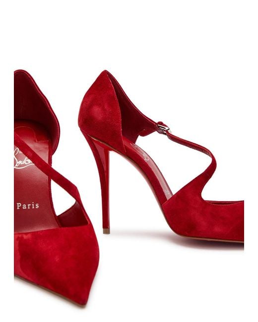 Christian Louboutin Red Miss Ziggyta 100 Suede Pumps