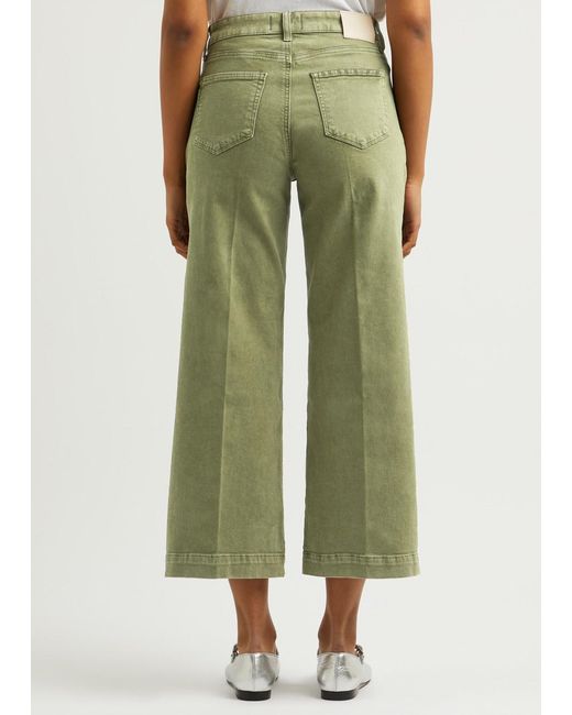 PAIGE Green Anessa Wide-Leg Jeans