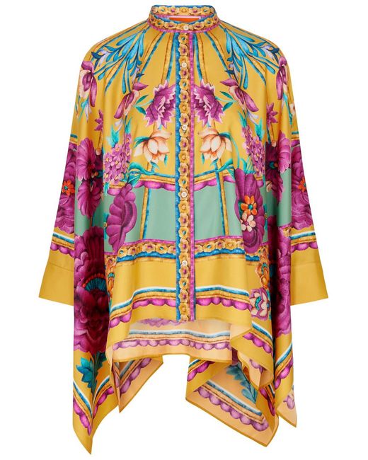 LaDoubleJ Multicolor Foulard Floral-Print Satin-Twill Shirt
