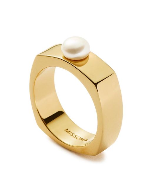 Missoma Metallic Button Pearl 18Kt Vermeil Ring