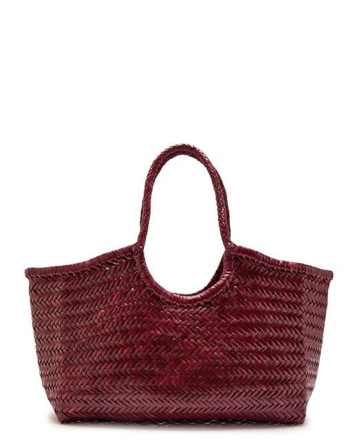 Dragon Diffusion Red Nantucket Big Woven Leather Tote Bag