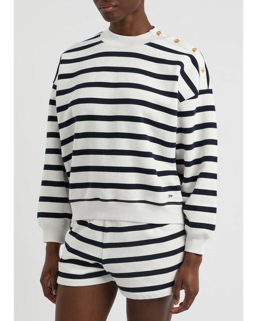 FRAME White Striped Cotton-Blend Sweatshirt