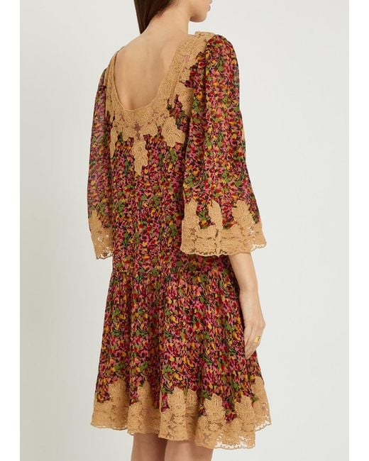 Bode Multicolor Confetti Floral Silk Mini Dress