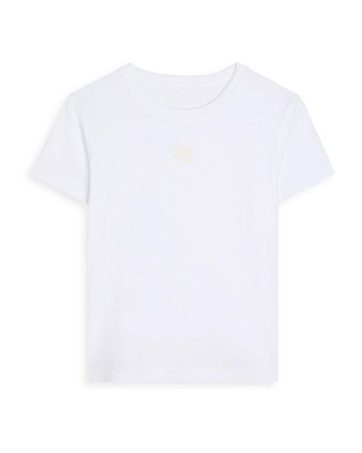 T By Alexander Wang White Logo-Appliquéd Cotton T-Shirt